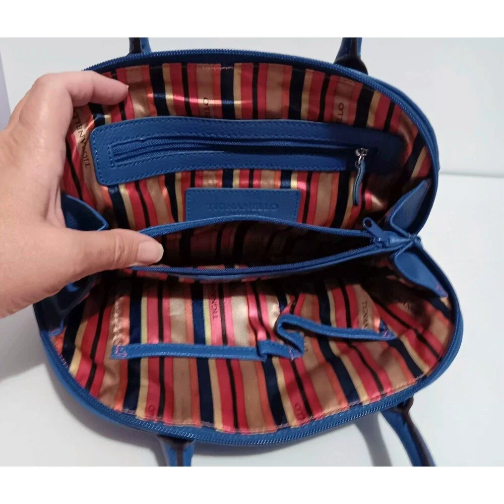 Tignanello Blue Leather Women's Hand Bag Purse 7